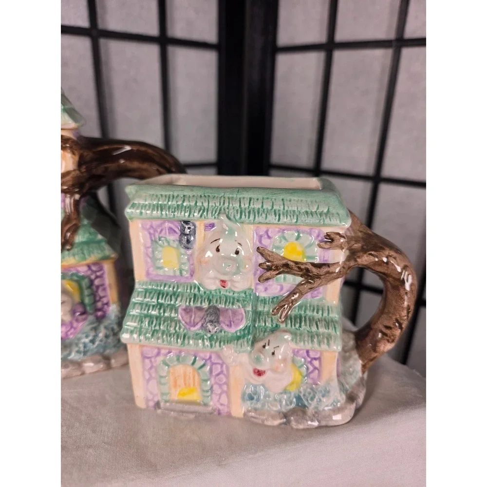 Vintage Halloween Haunted House Ceramic Teapot Sugar and Creamer Set Ghosts
